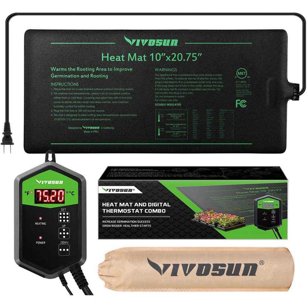 VIVOSUN 20.75 Seedling Heat Mat and Digital Thermostat Combo Set - Healthber