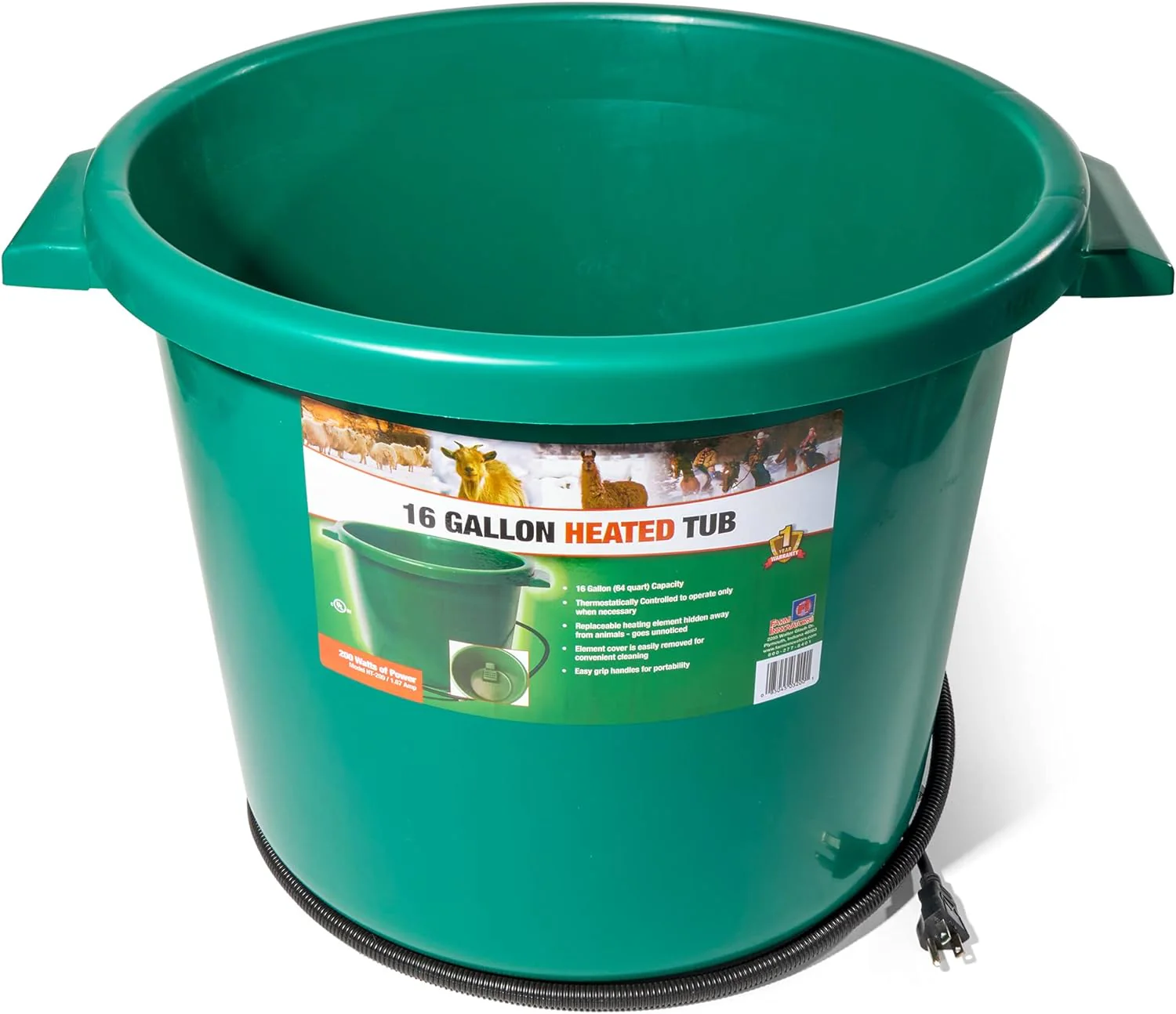 Farm Innovators 16 Gallon Heated Tub Bucket, Green - Healthber