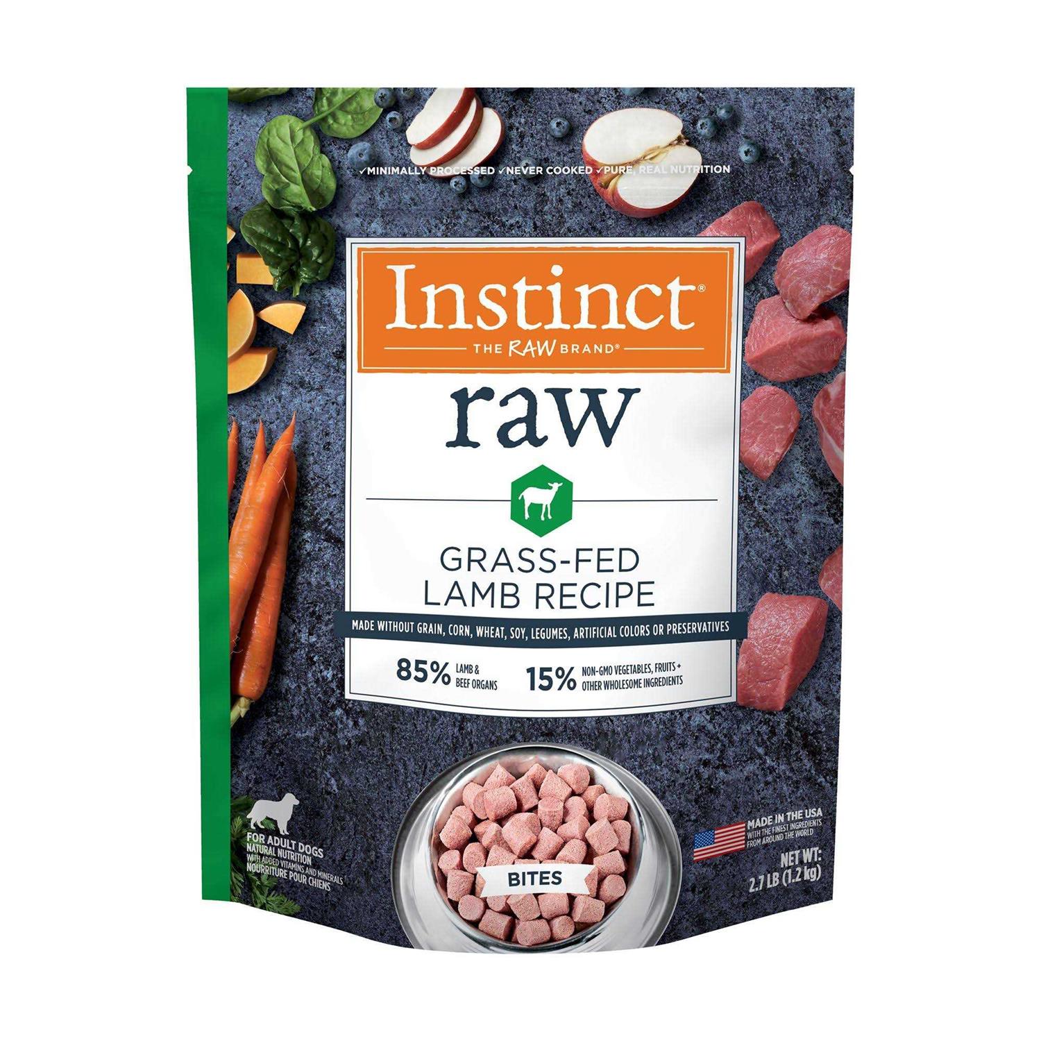 Instinct Raw Frozen Bites Grass Fed Lamb Recipe Dog Food - Healthber