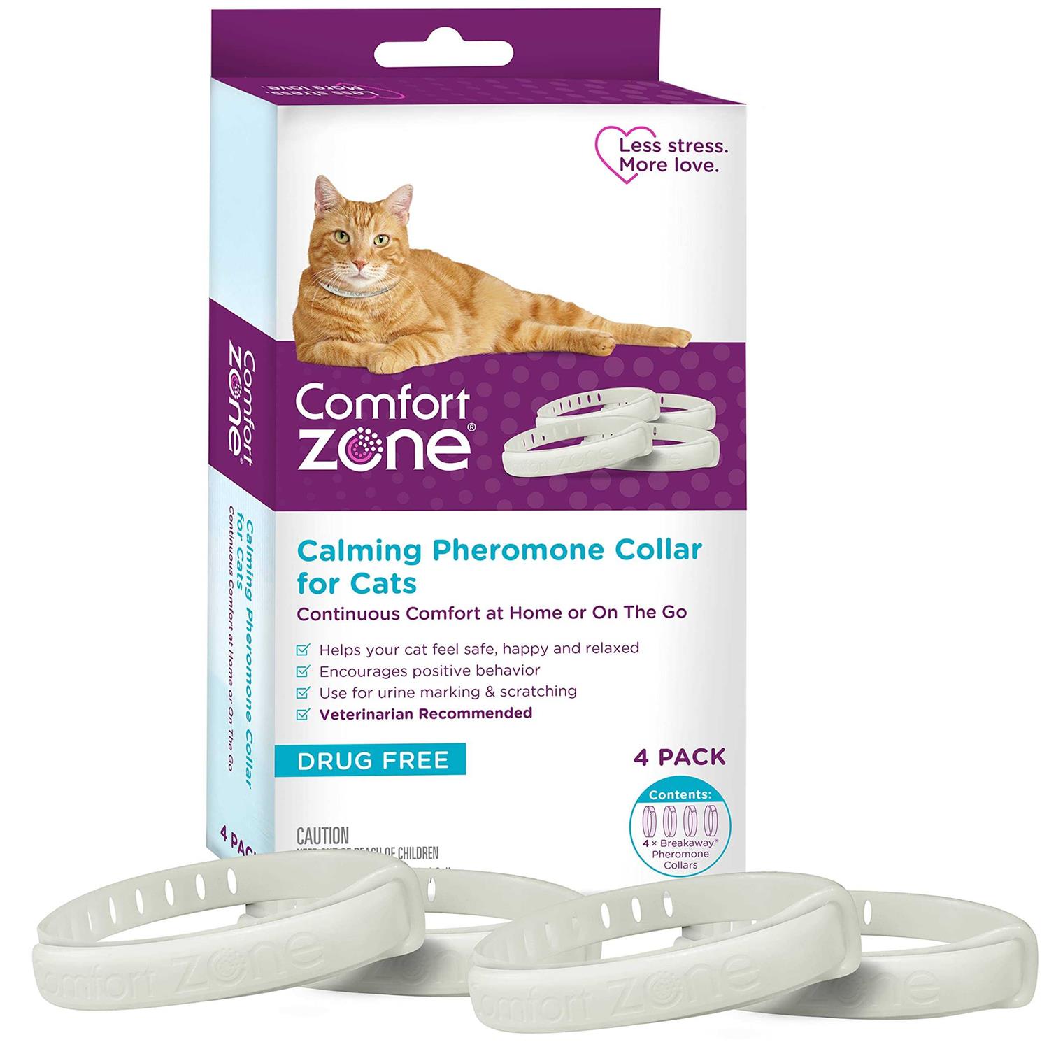 Comfort Zone 2 Pack Cat Calming Pheromone Collar for Cats De-Stress Your Cat - Healthber