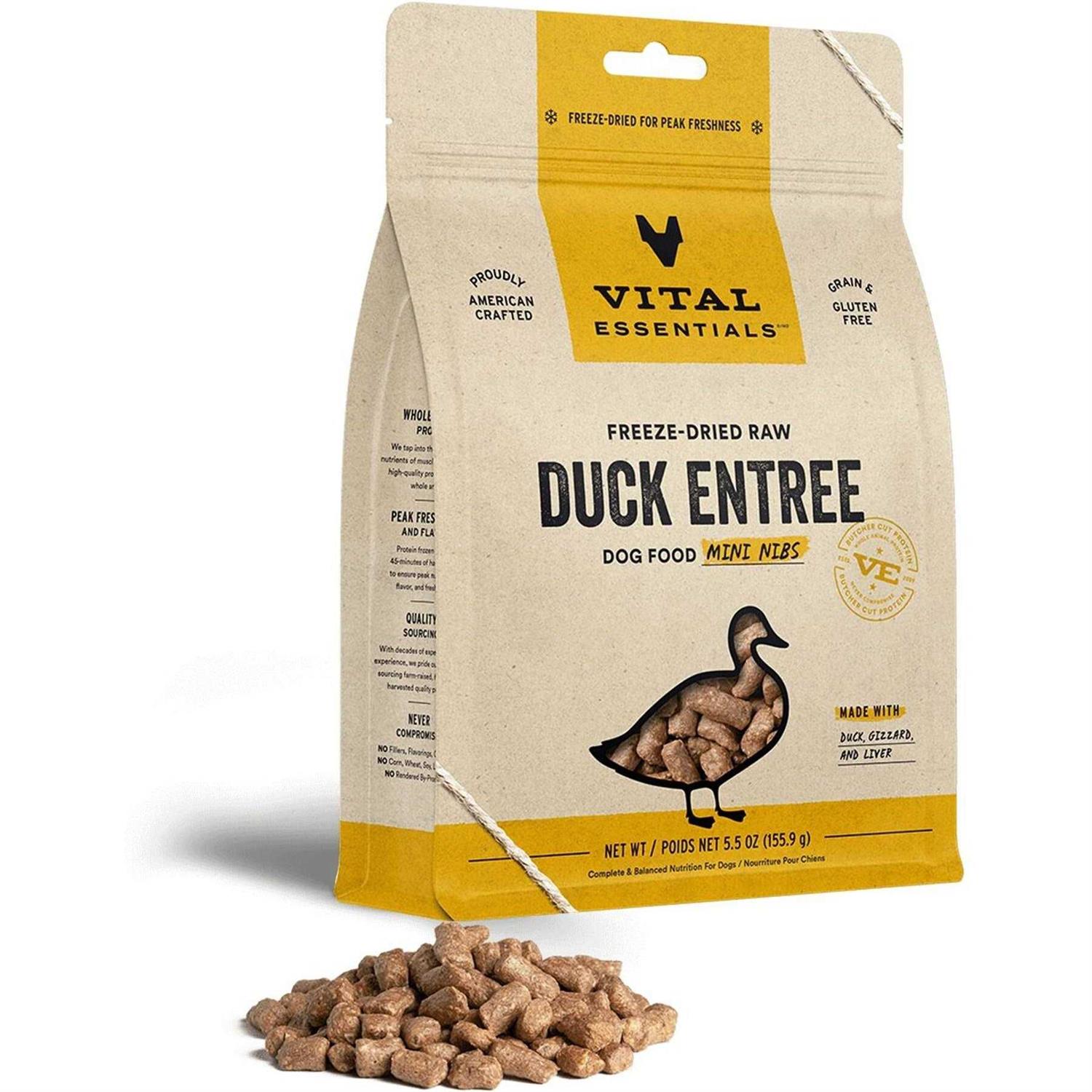 Vital Essentials Duck Entree Mini Nibs Freeze-Dried Raw Dog Food - Healthber