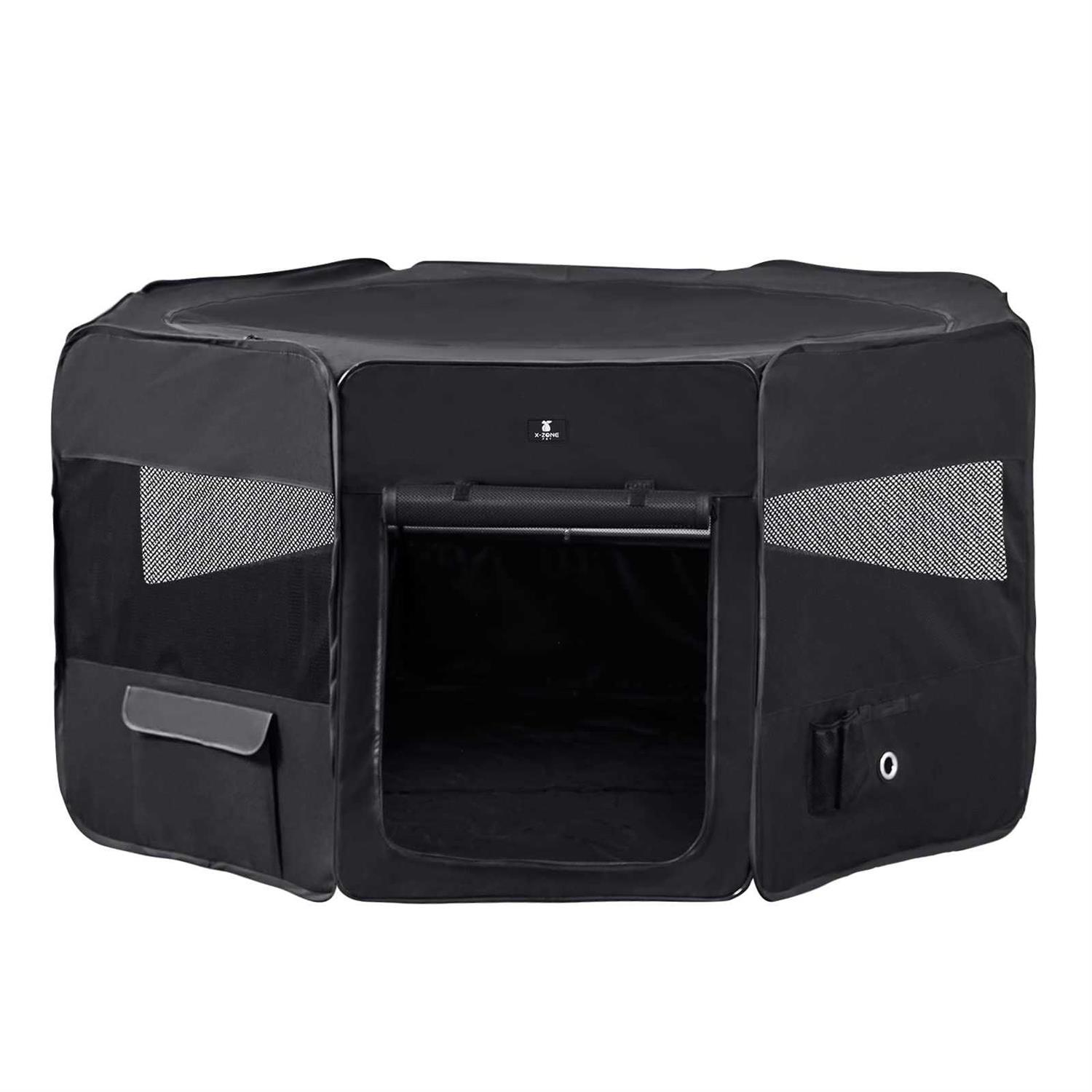 X-ZONE Pet Portable Foldable Pet Dog Cat Playpen Crates Kennel/Premium 600D Oxford Cloth,Removable Zipper Top, Indoor and Outdoor Use - Healthber