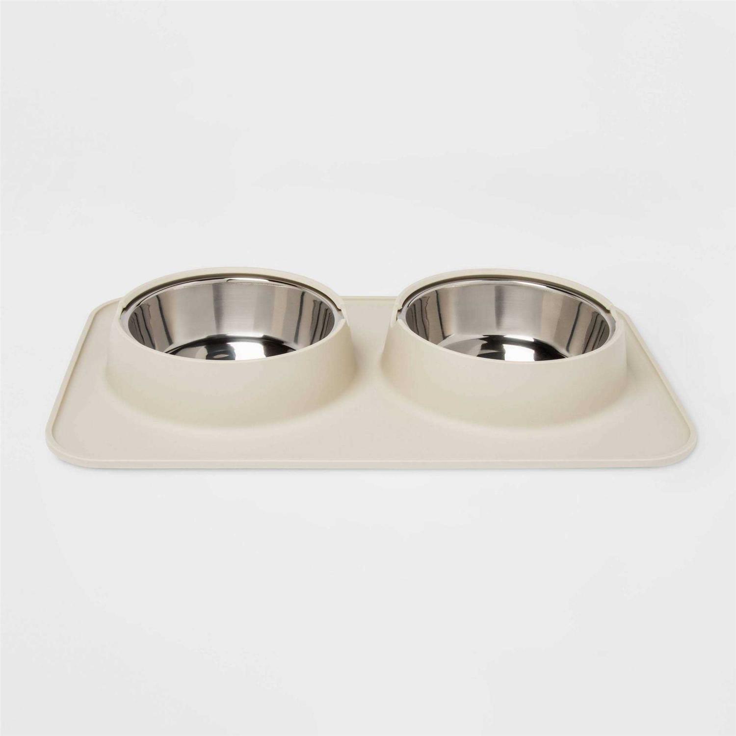 Boots & Barkley Silicone Pet Mat + Stainless Steel Double Diner - Healthber