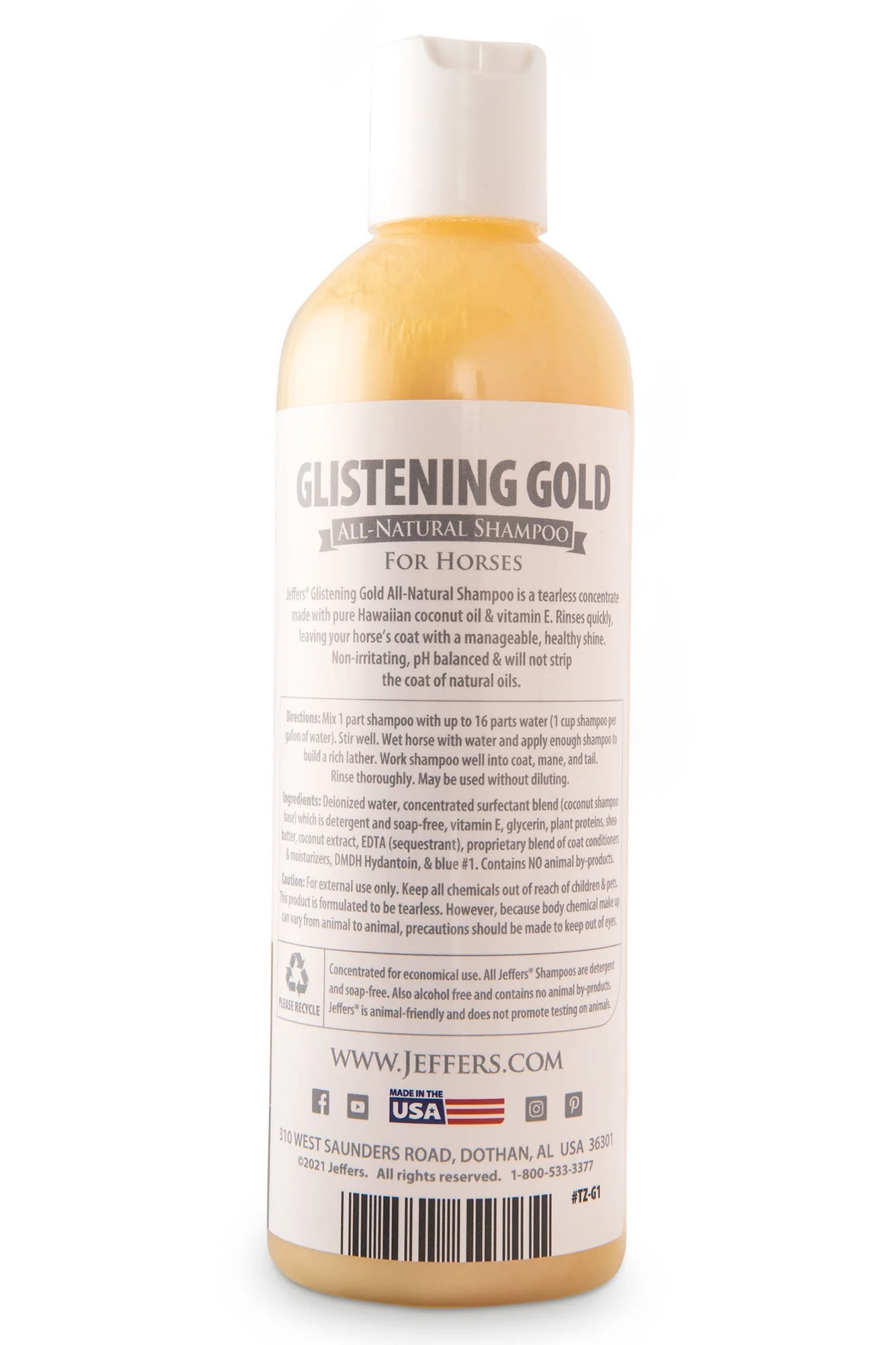 Equine Glistening Gold All-Natural Tearless Horse Shampoo with Pure Hawaiian Coconut Oil - Healthber
