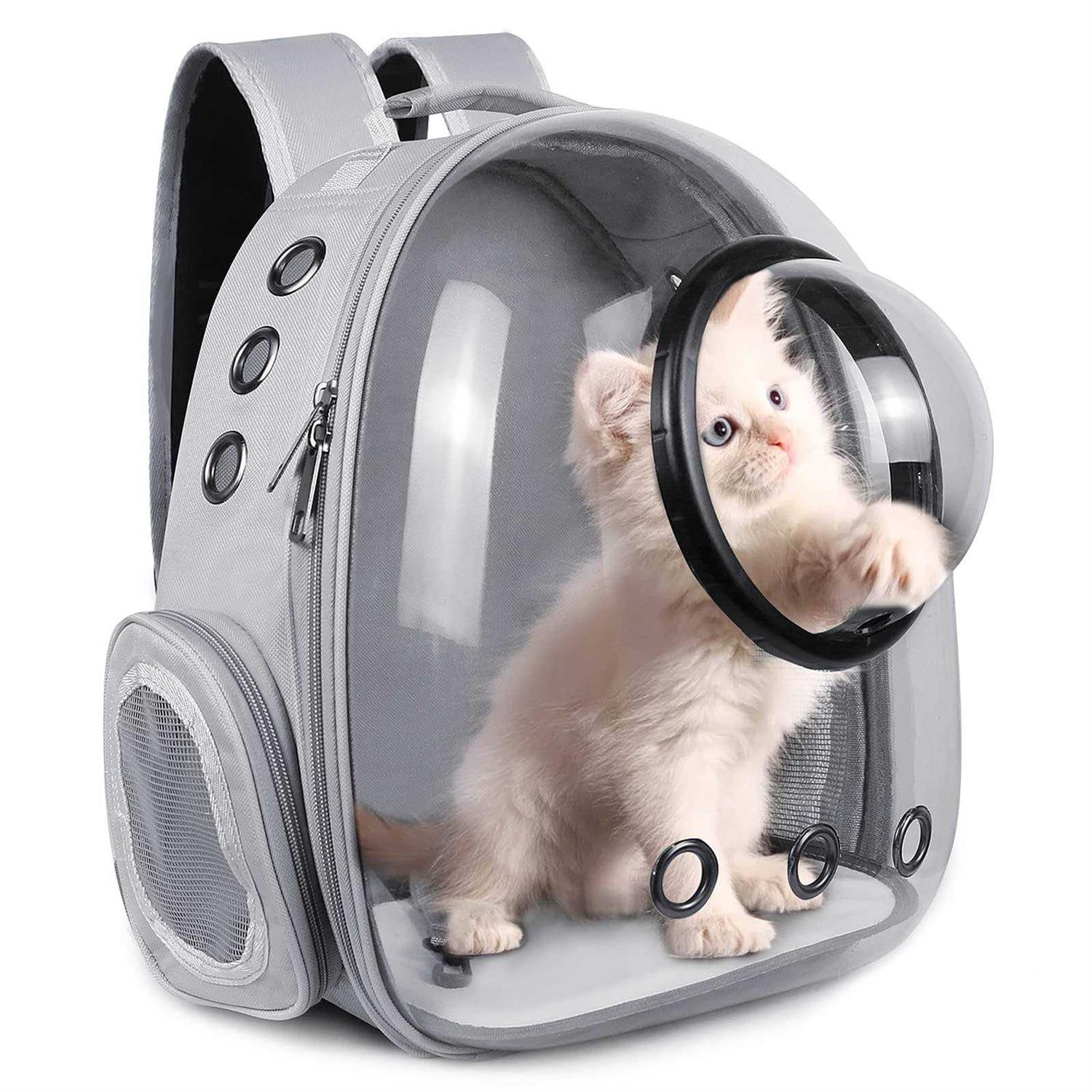 Floofi Space Capsule Backpack Dog Cat Pet Travel Carrier Grey - Healthber