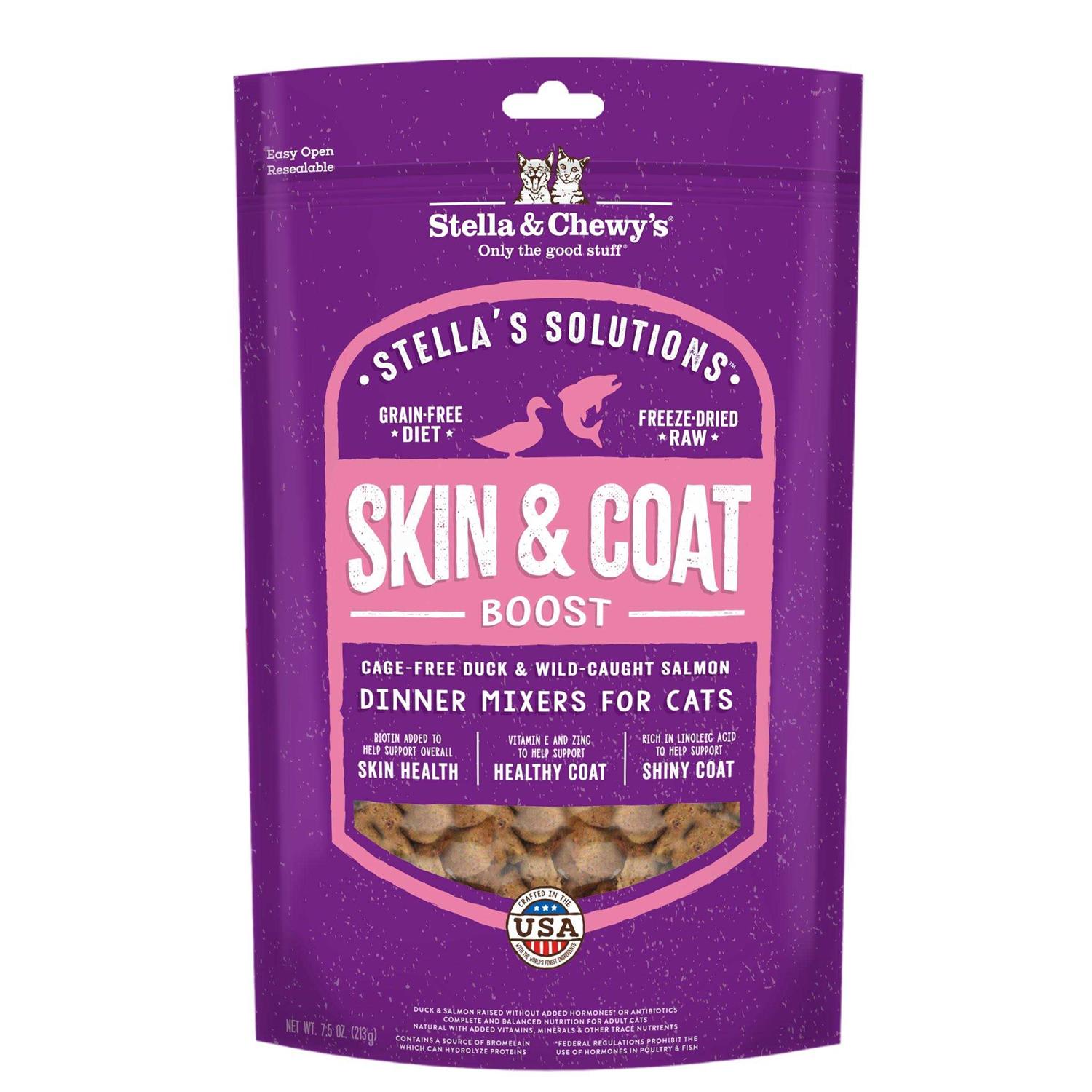 Stella & Chewy’s Cat Solutions Skin & Coat Boost Freeze-Dried Duck 7.5oz - Healthber