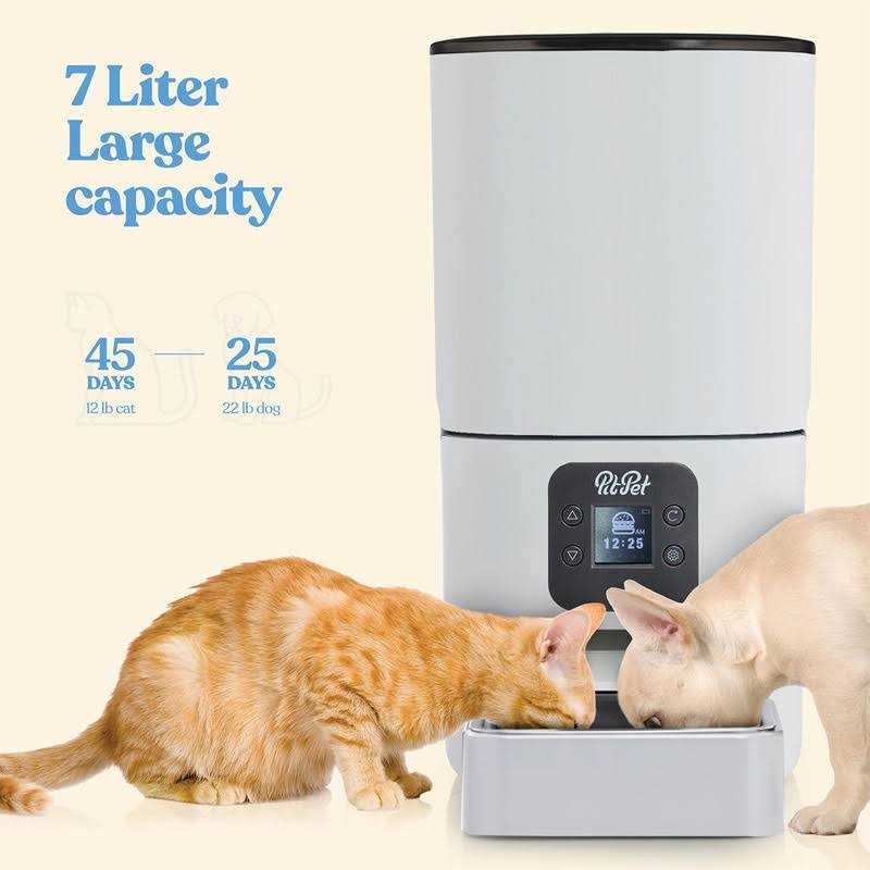Pitpet Smart Automatic Cat Feeder 6-L Reliable Automatic Cat Food Dispenser with Display LCD Screen for Easy Set Up -Portion Control Automatic Dog - Healthber