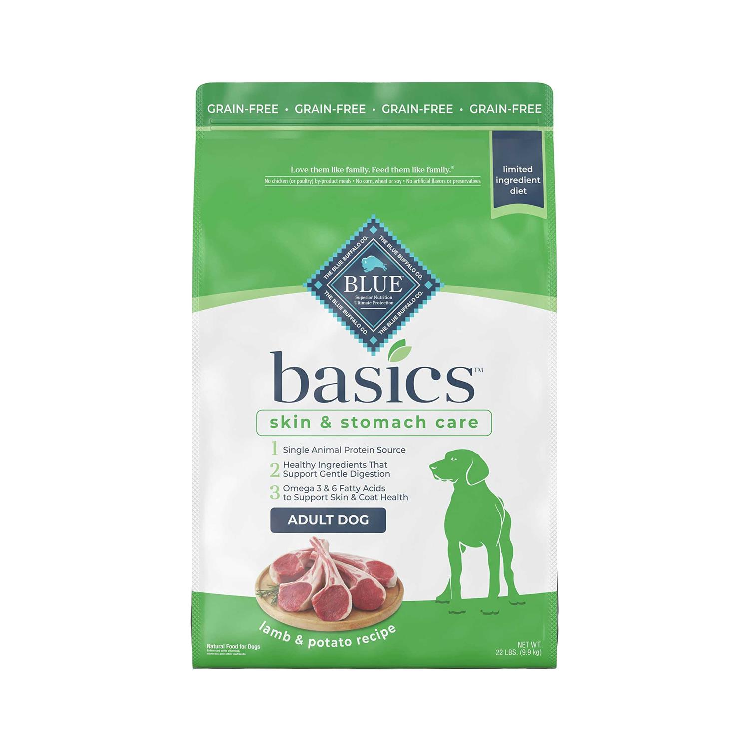 Blue Buffalo Basics Skin & Stomach Care Grain Free Adult Dry Dog Food Lamb & Potato - Healthber