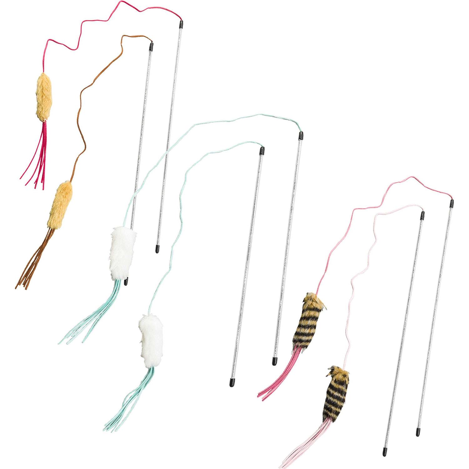 Ethical Pet Leather Strand Teaser Wand Cat Toy - Healthber