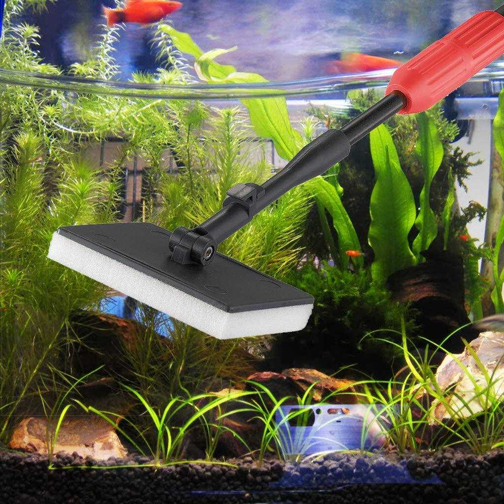 UPETTOOLS Aquarium Cleaning Tool 6 in 1 Fish Tank Cleaning Kit Algae Scraper Scrubber Pad Adjustable Long Handle Fish Tank Brush Cleaner Set - Healthber
