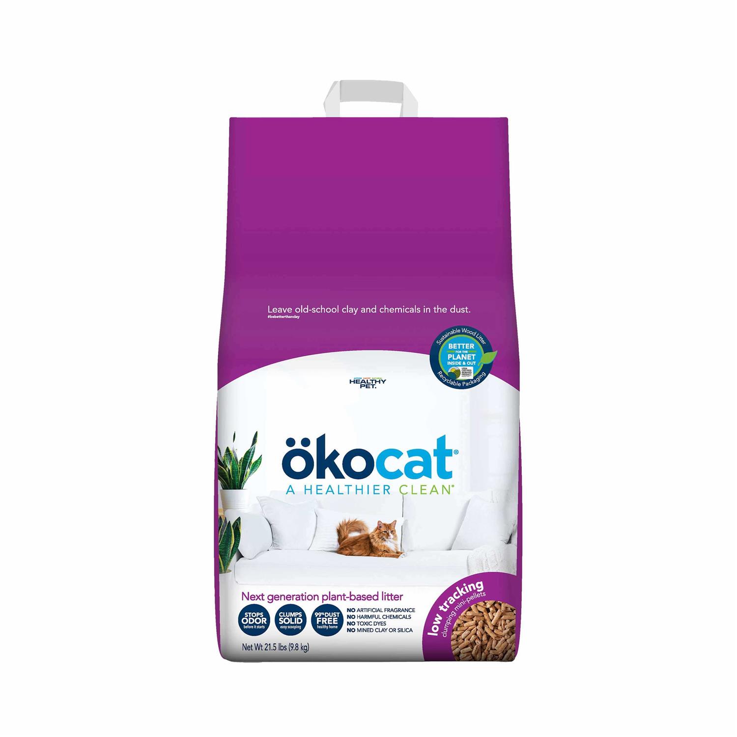 Okocat Low Tracking Clumping Mini Pellets Wood Cat Litter - Healthber