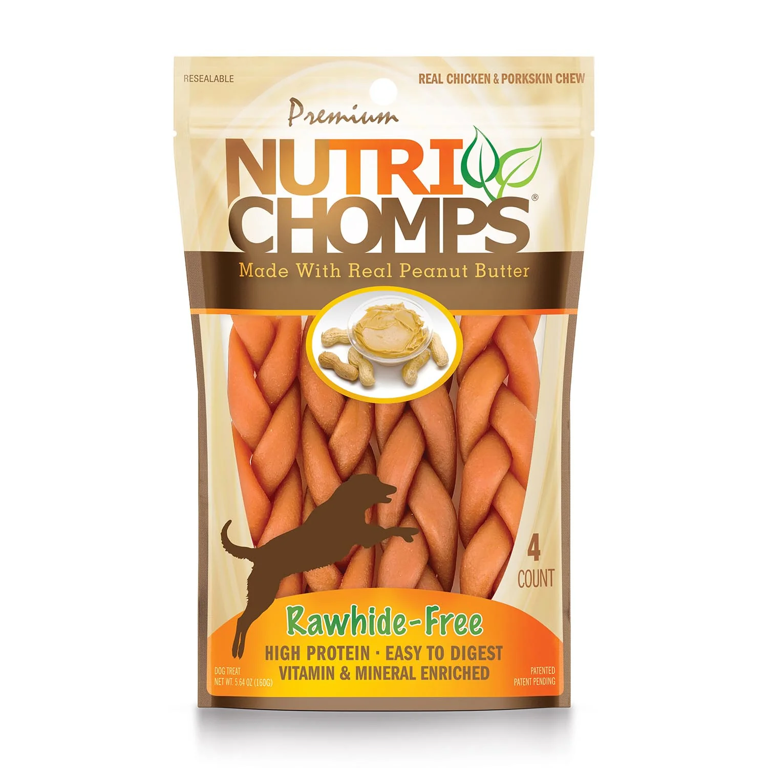NutriChomps 4ct 6�� Peanut Butter Flavor Braid - Healthber