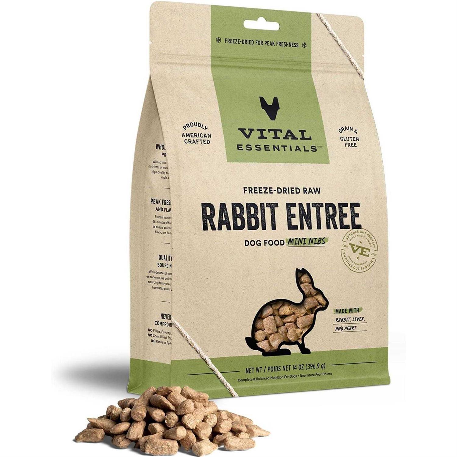 Vital Essentials Freeze Dried Dog Food Raw Rabbit Mini Nibs Entree - Healthber