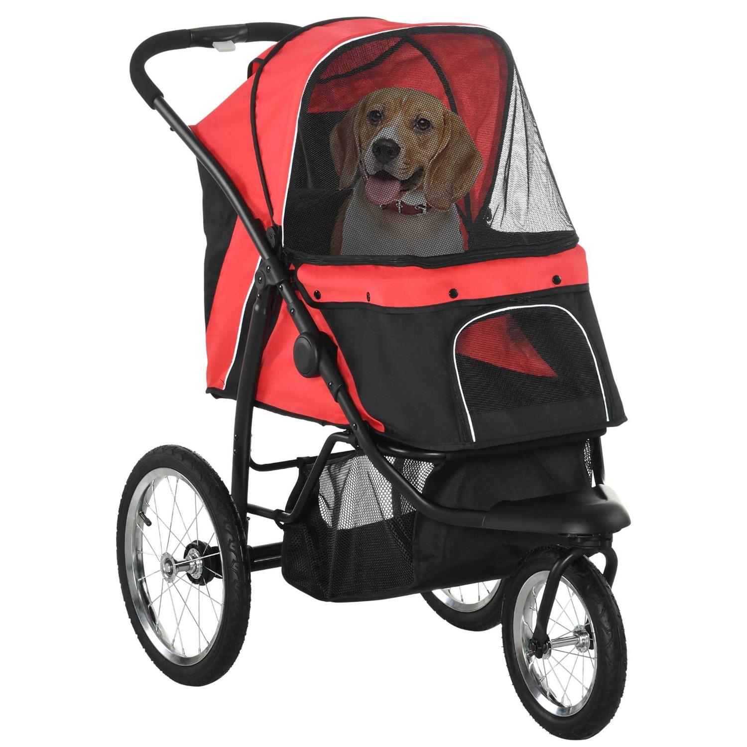 PawHut Pet Stroller for Small Dogs and Medium Dogs Foldable Cat Pram - Healthber
