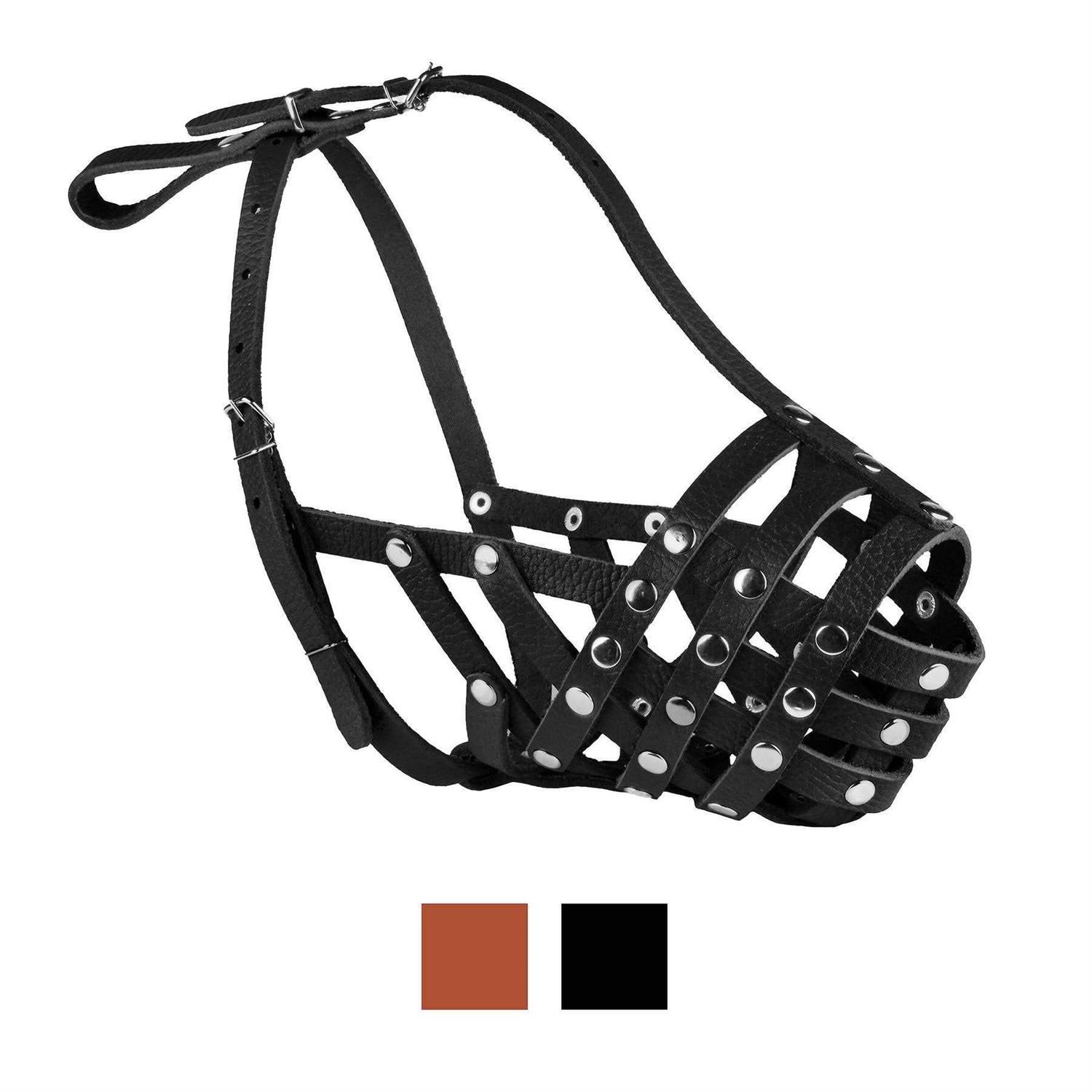 CollarDirect Dog Muzzle Pitbull Amstaff Basket Genuine Leather Staffordshire Terrier - Healthber