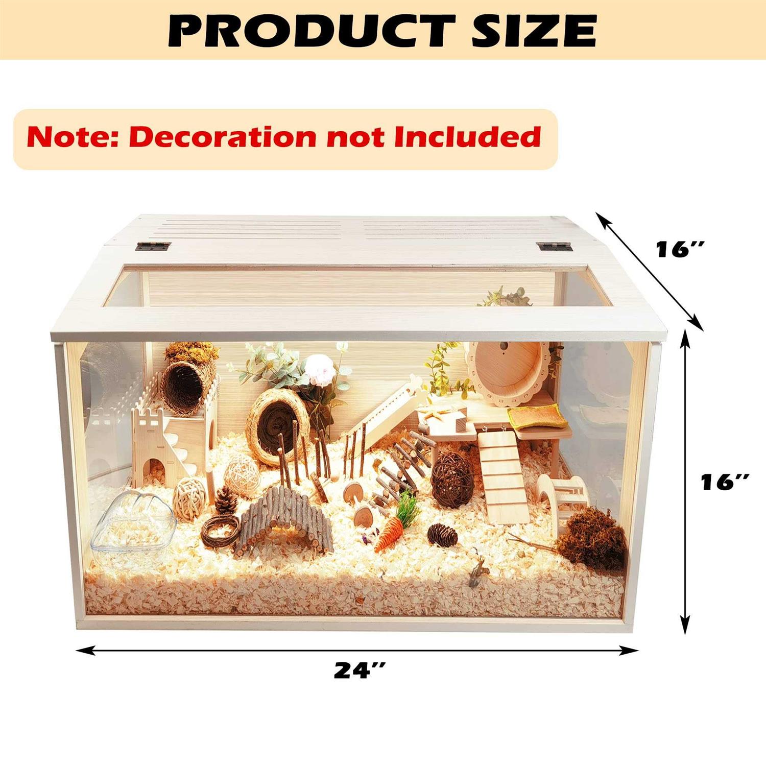 Prolee Hamster Cage Wooden Mice and Rat Habitat Openable Top with Acrylic Sheets Solid Built - Healthber