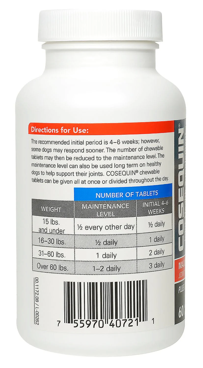 Nutramax Cosequin Maximum Strength Joint Health Plus MSM Supplement for Dogs, Chewable Tablets - Healthber