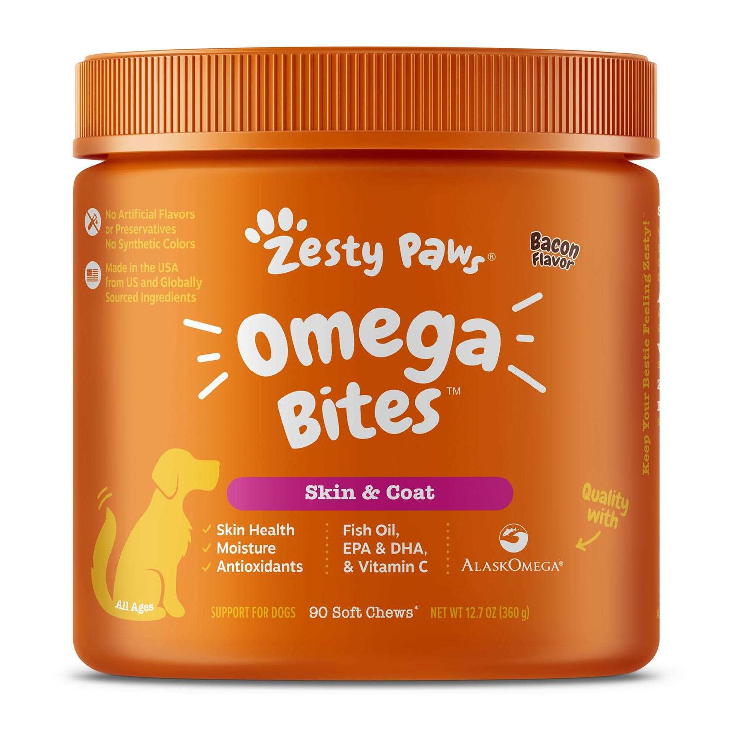 Zesty Paws Omega Bites for Dogs Skin - Healthber