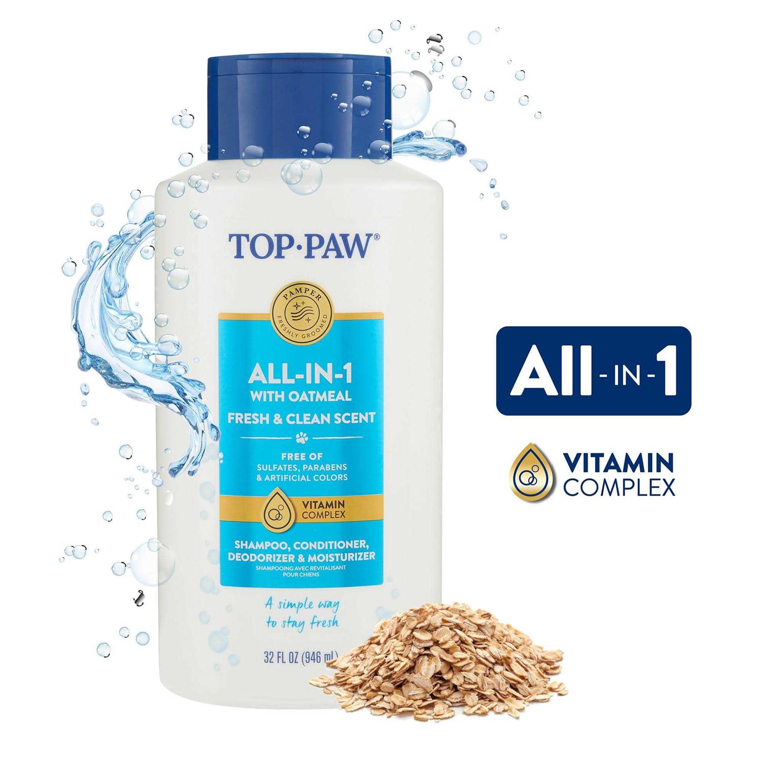 Top Paw All-In-1 with Oatmeal Dog Shampoo, Conditioner, Deodorizer and Moisturizer - Healthber