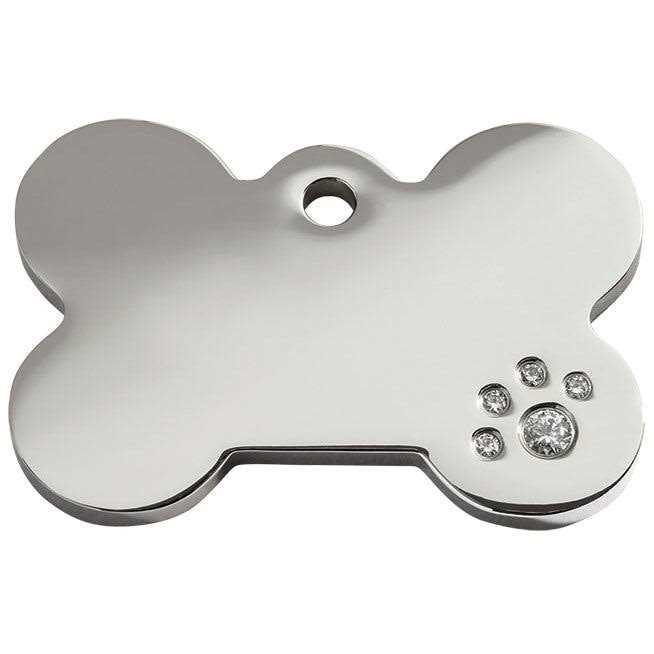 Red Dingo Diamante Pet ID Tag Bone - Healthber