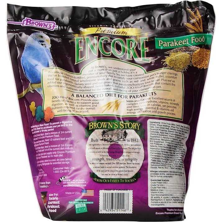 Brown’s Encore Premium Parakeet Food - Healthber
