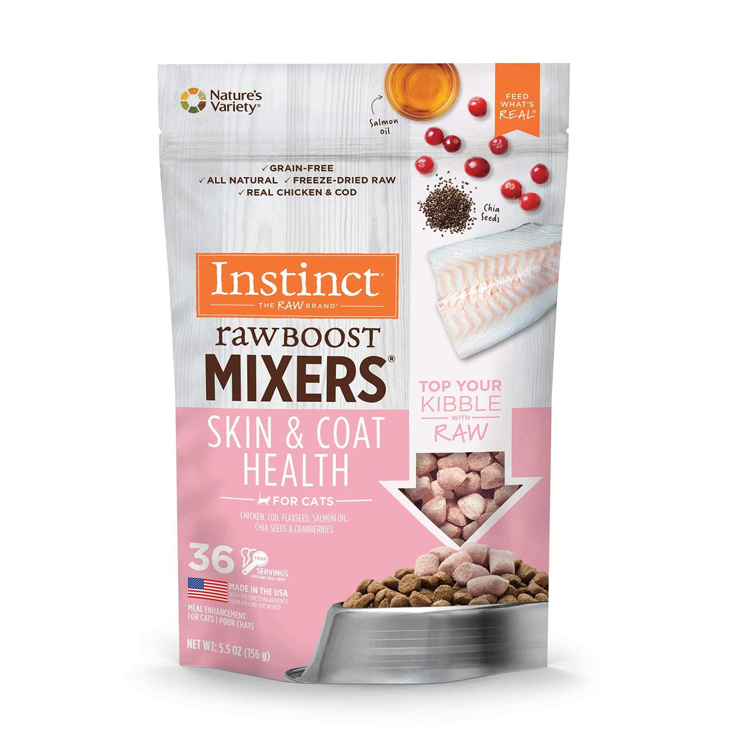 Instinct Freeze-Dried Raw Boost Mixers Grain-Free Skin & Coat Health Recipe Cat Food Topper - Healthber