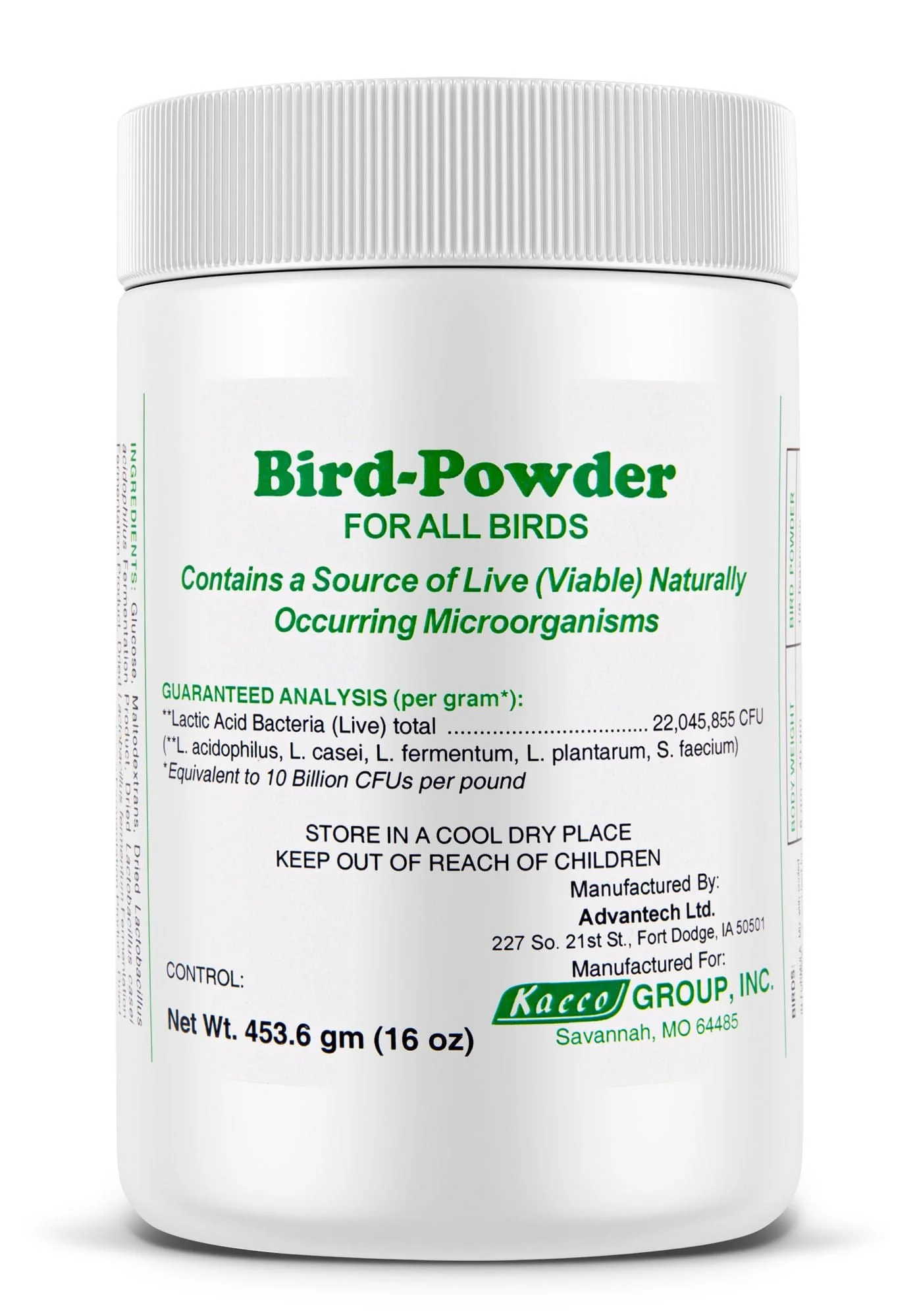 Bird-Powder (Probiotic) for All Birds, 16 oz - Healthber