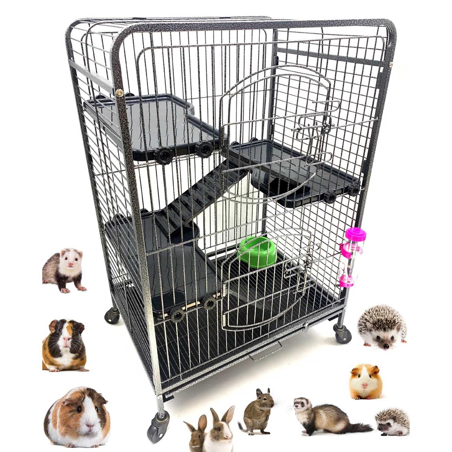Mcage 37 inch Large 4-Solid Tiers Metal Guinea Pig Cage with PAW Safe Solid Platforms and Ladders For Ferret - Healthber