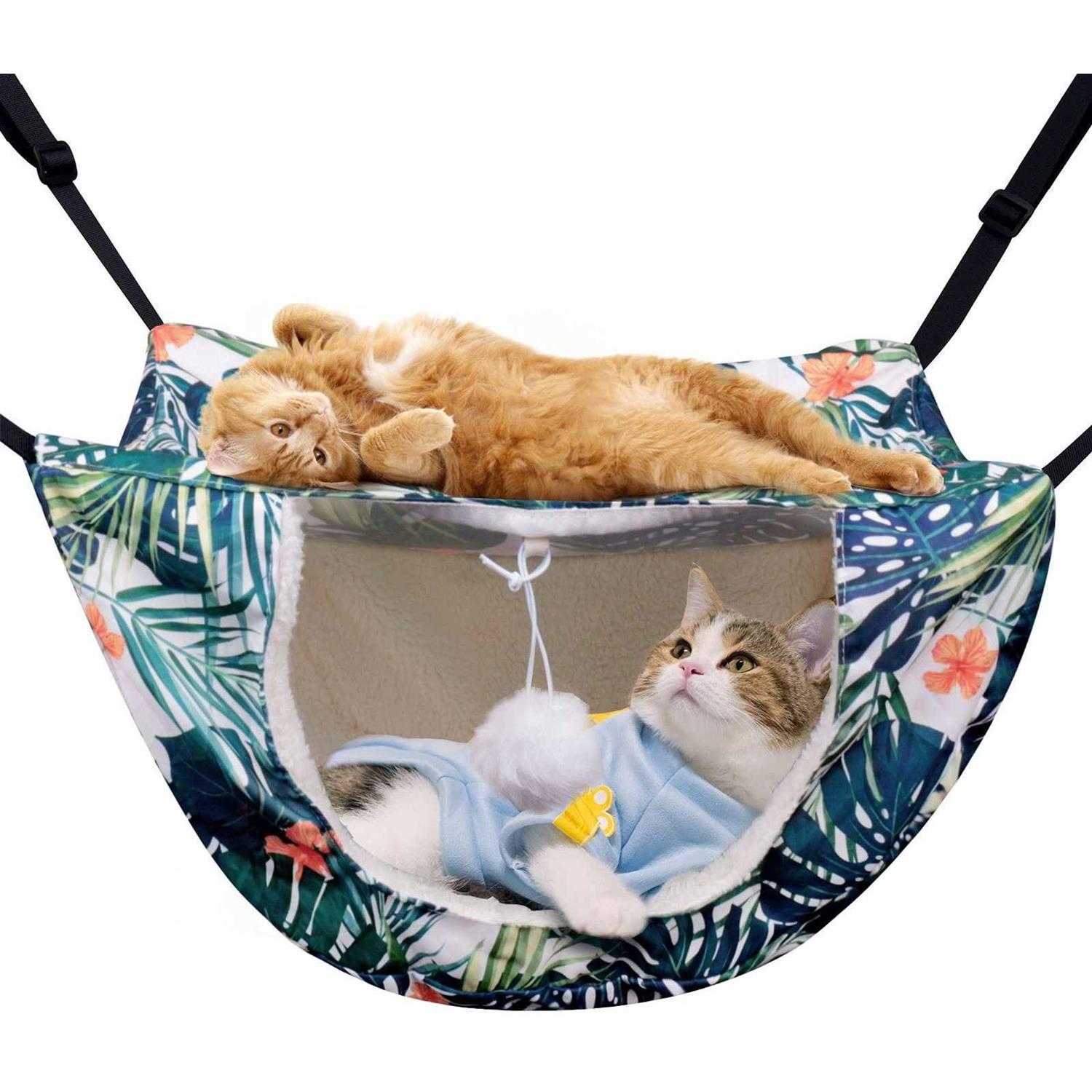 TIRTI Cat Cage Hammock, Double Layer Soft Plush Hanging Pet Bed, Suitable for Indoor Cats Kitten Ferret Hamster Rabbit or Small Animals - Healthber