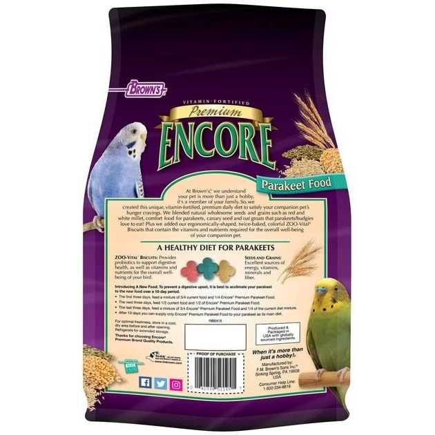 Brown’s Encore Premium Parakeet Food - Healthber