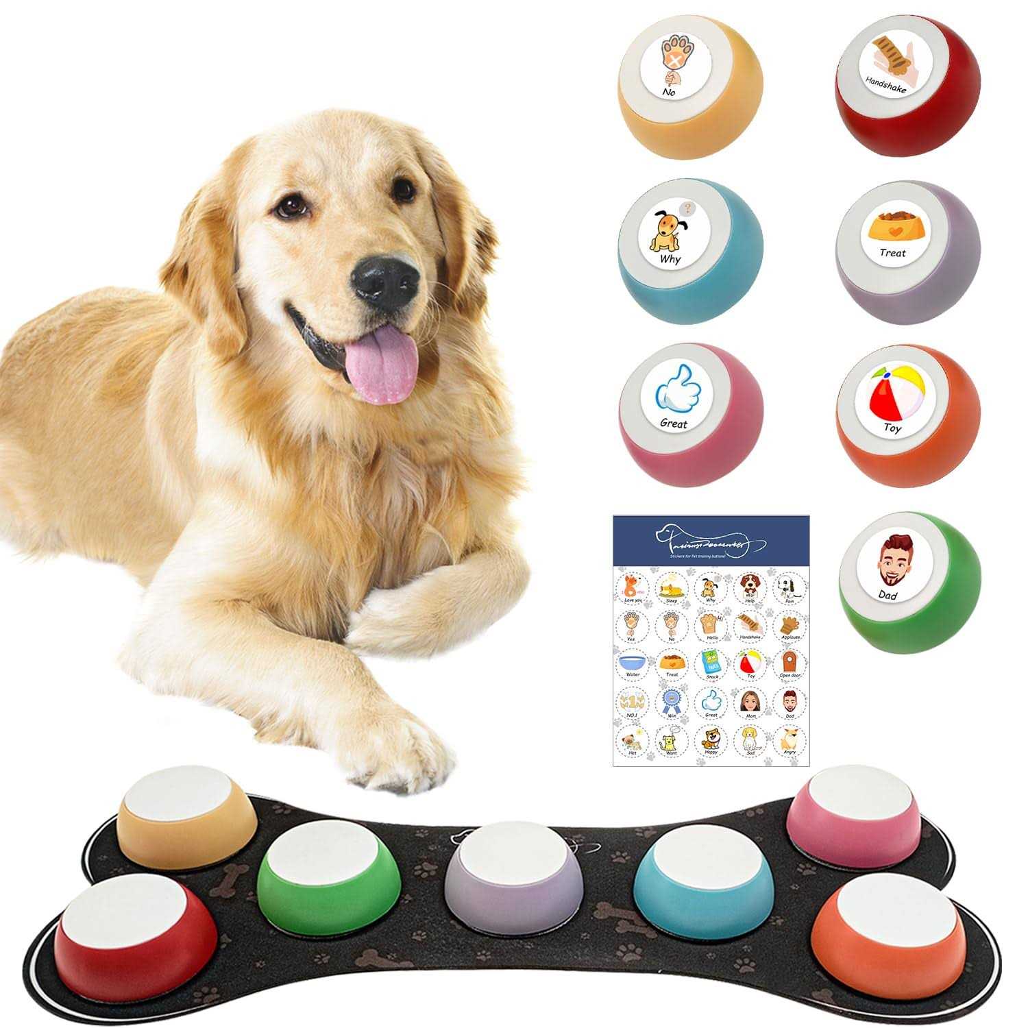 Dog Buttons for Communication 7 Dog Talking Button Set Recordable Training Buzzers - Healthber
