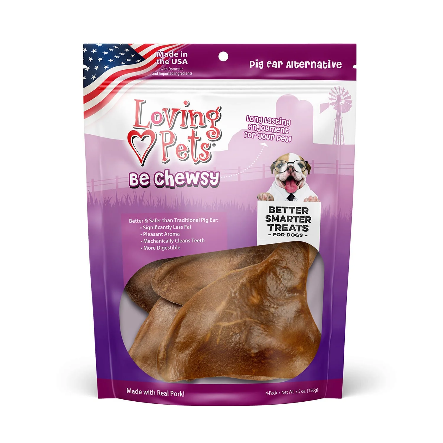 Loving Pets Be Chewsy Pig Ears, 4pk - Healthber