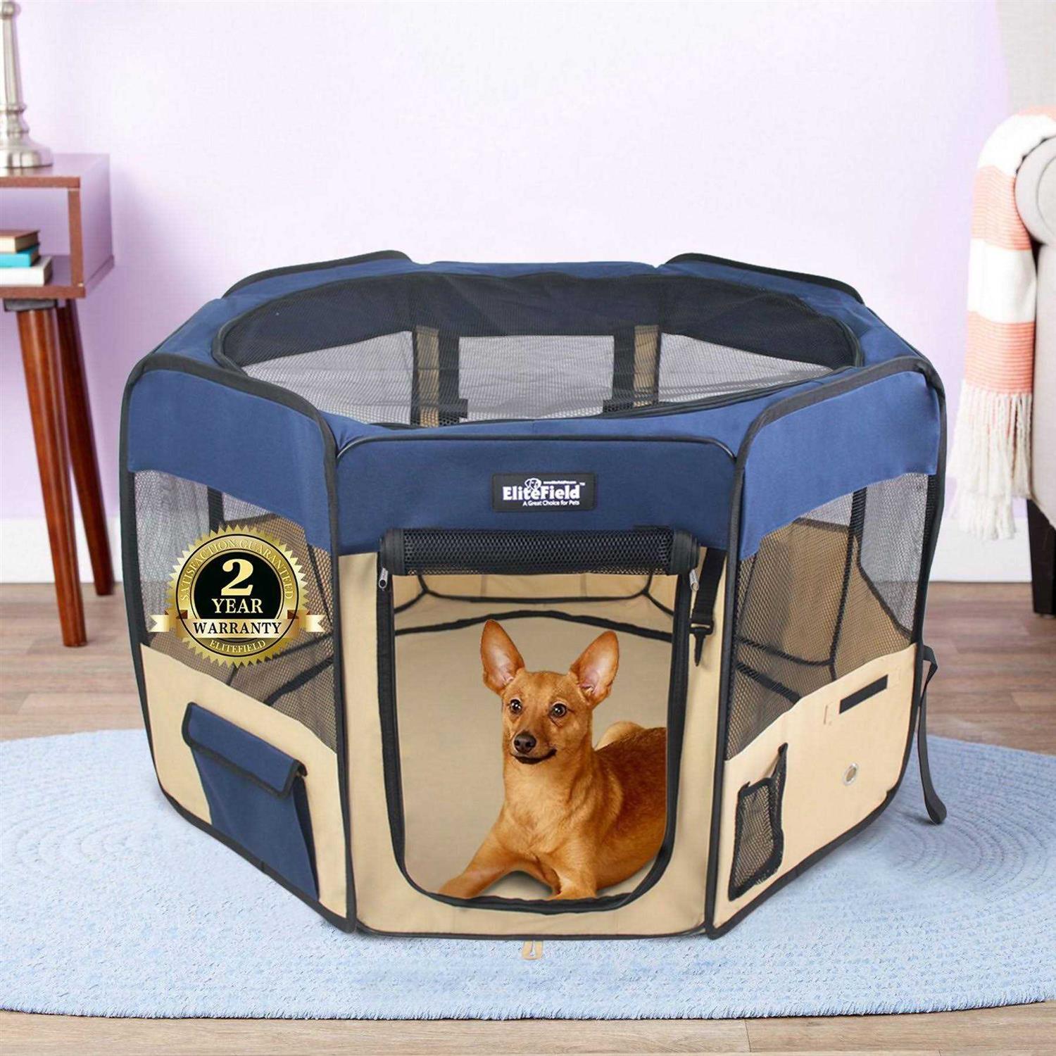EliteField 2-Door Soft Pet Playpen Pen - Healthber