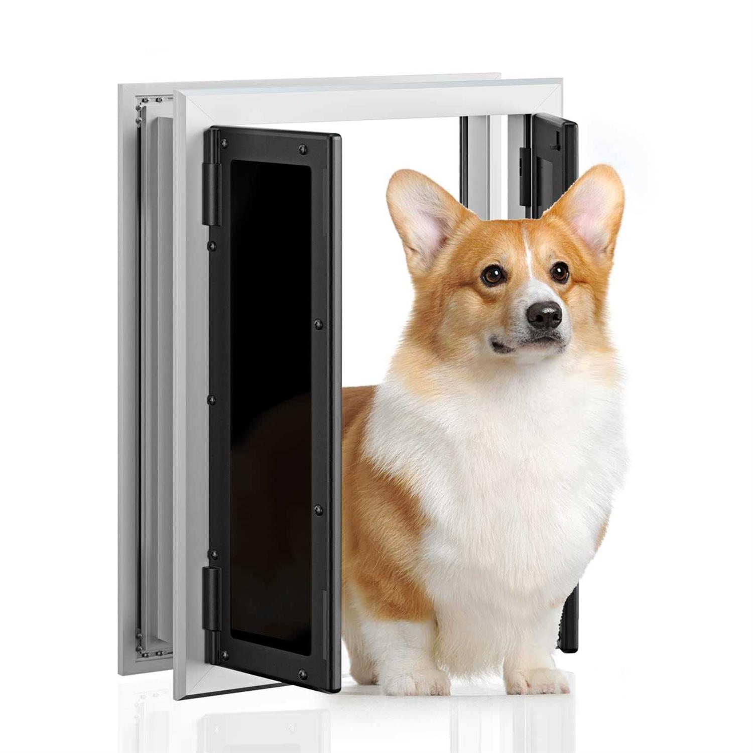 Premium Dog Door Petouch Aluminum Pet Door with Double Panels - Healthber