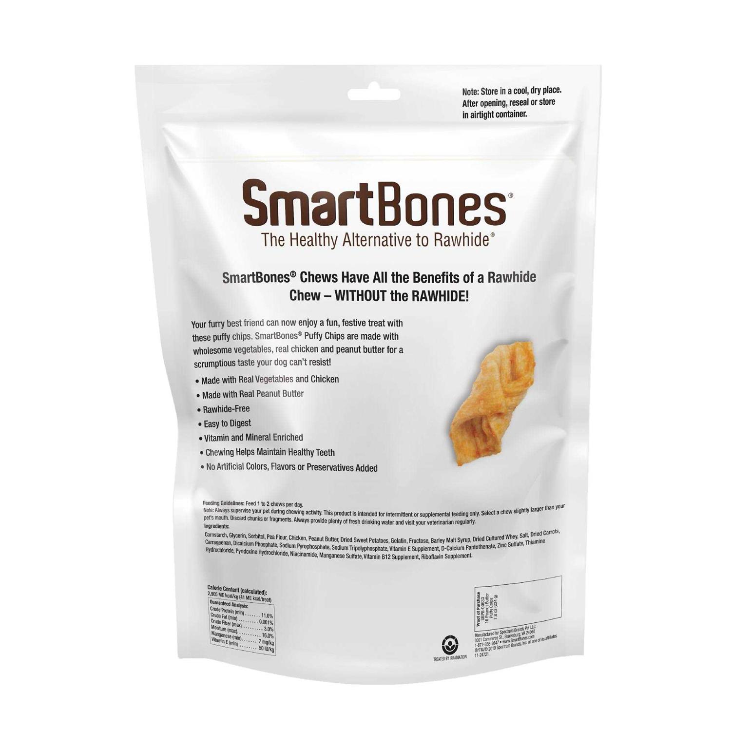 SmartBones Puffy Chips Real Peanut Butter Dog Treats - Healthber