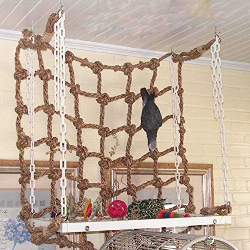 Bird Climbing Net Bird Toy Parrot Hanging Rope Swing Net Game Rope Ladder Chew Toy for Parakeet,Cockatiel,Cockatoo,Conure,Mini Macaw - Healthber