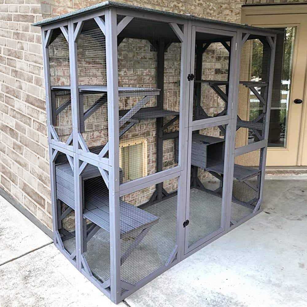 aivituvin Walk-in Extra Large Outdoor Cat Enclosure Connected To House AIR37 - Healthber