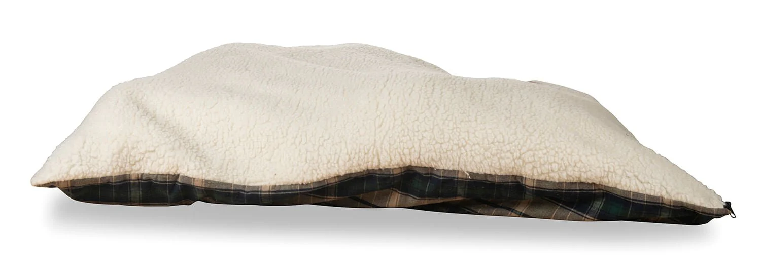 Flannel Sherpa Bed, Green Plaid - Healthber
