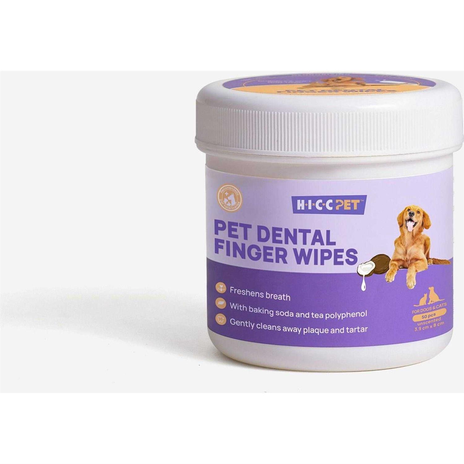 HICC PET Dental Finger Wipes for Cats & Dogs 50 pc - Healthber