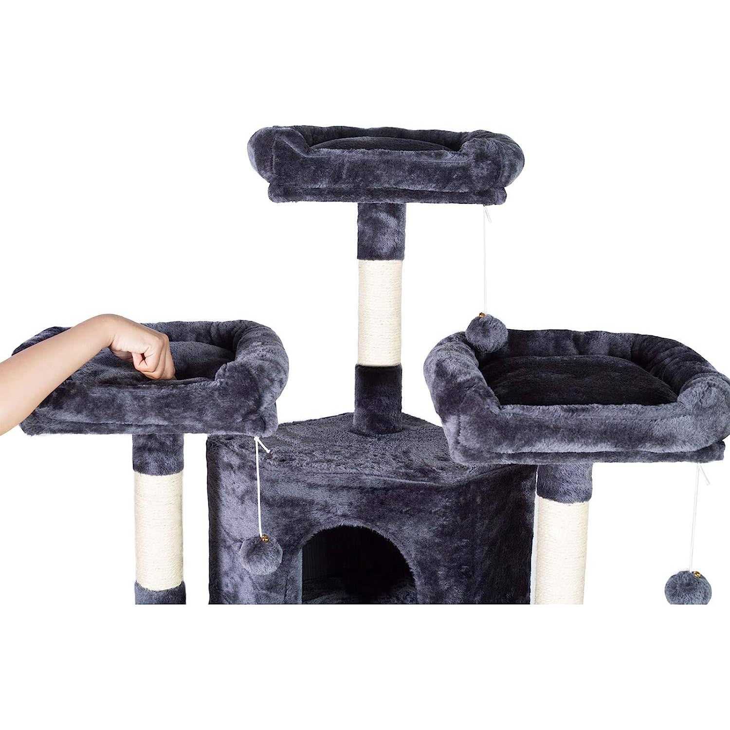 Hey-brother XL Size Cat Tree 73.4 inch Cat Tower with 3 Caves 3 Cozy - Healthber