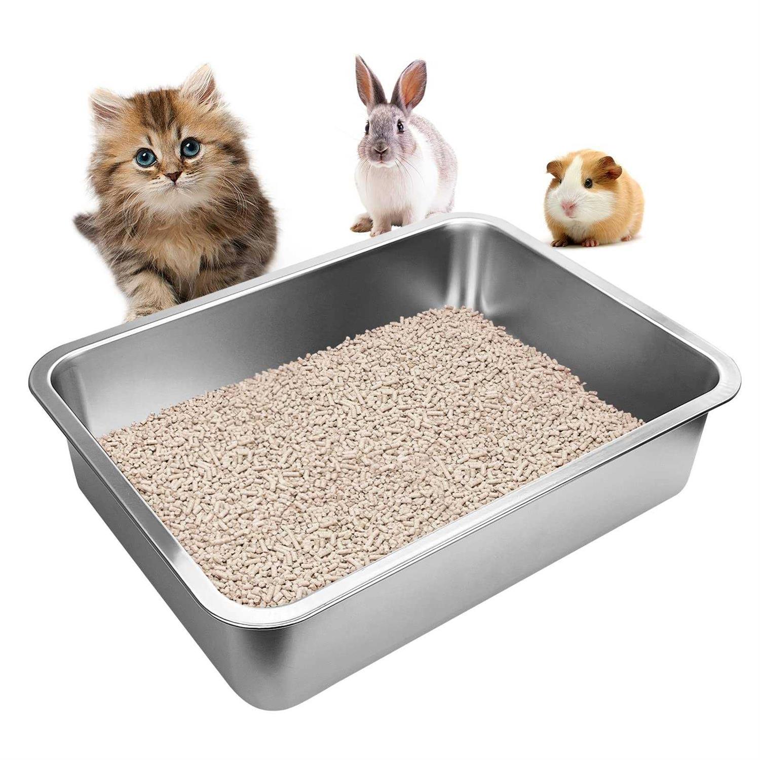 Stainless Steel Cats Litter Box 4 Height Litter Box for Small Animals - Healthber