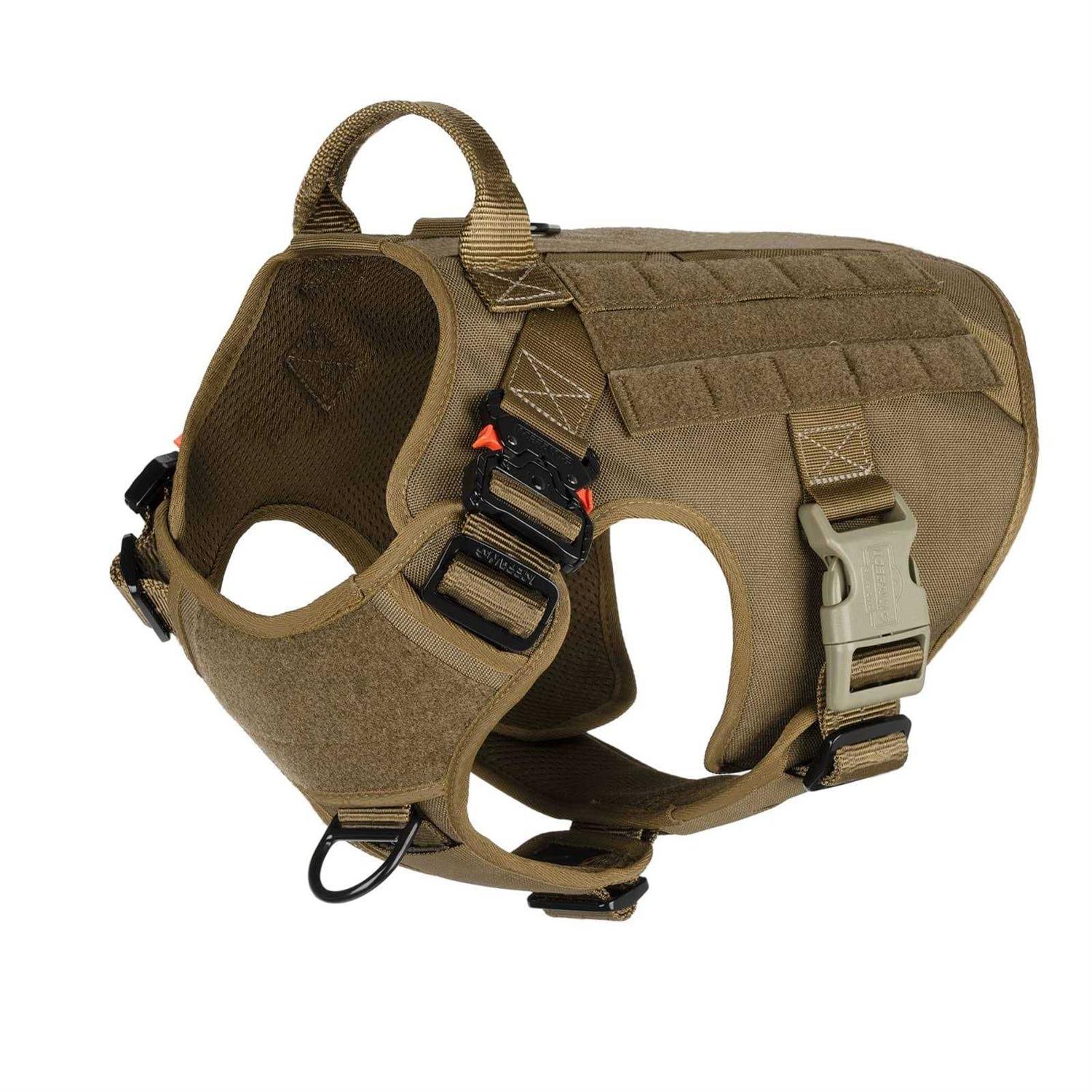 Icefang Tactical Dog Harness Size,2X Metal Buckle,Working Dog Molle Vest with Handle,No Pulling Front Leash Clip,Hook and Loop Panel - Healthber