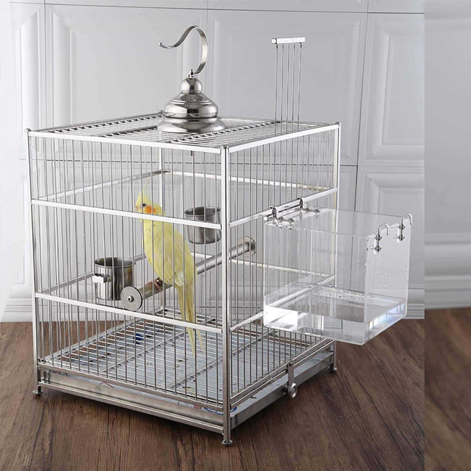 EnoYoo Bird Bath Cage Cleaning Pet Supplies Cockatiel Bird Bathtub with Hanging Hooks for Little Bird Parrots Spacious Parakeets Portable Shower - Healthber