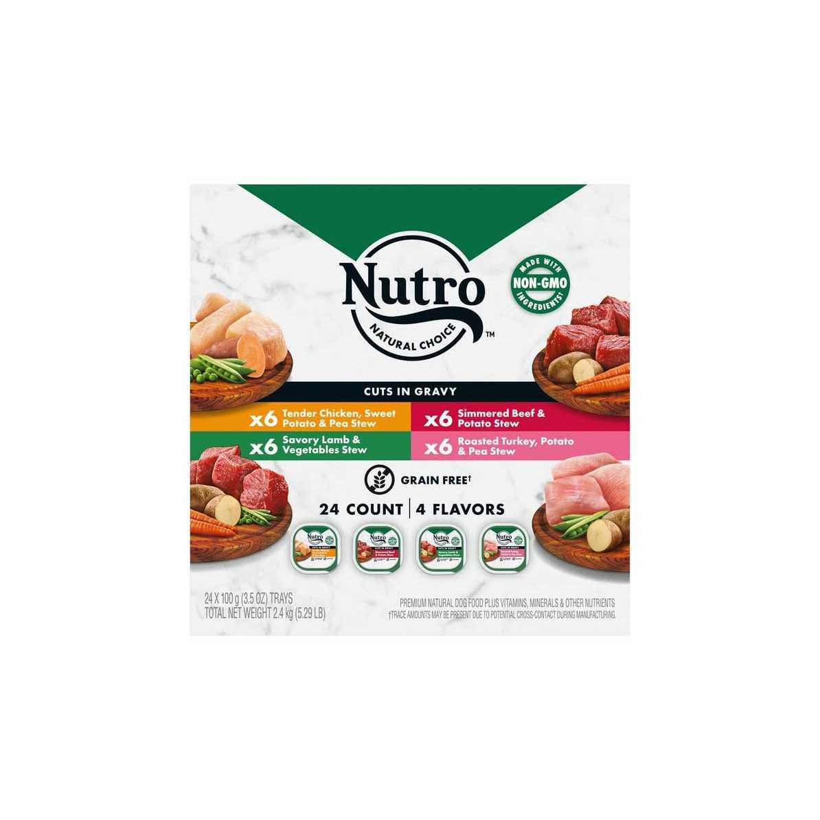 Nutro Grain Free Cuts in Gravy Beef, Lamb, Chicken and Turkey Variety Pack Adult Wet Dog Food - Healthber