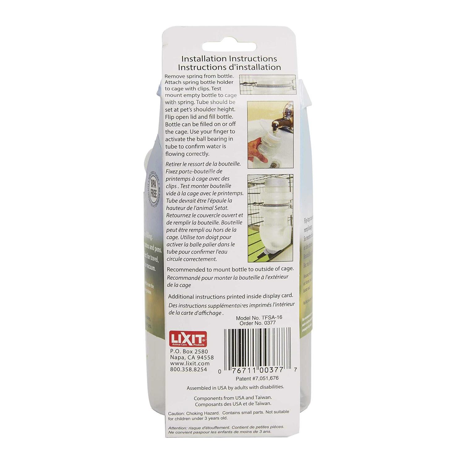 Lixit No-Drip Top-Fill Rabbit Water Bottle - Healthber