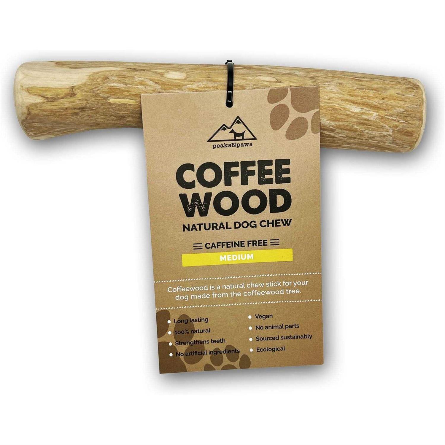 peaksNpaws All Natural Caffeine Free Coffee Wood Medium Dog Chews - Healthber