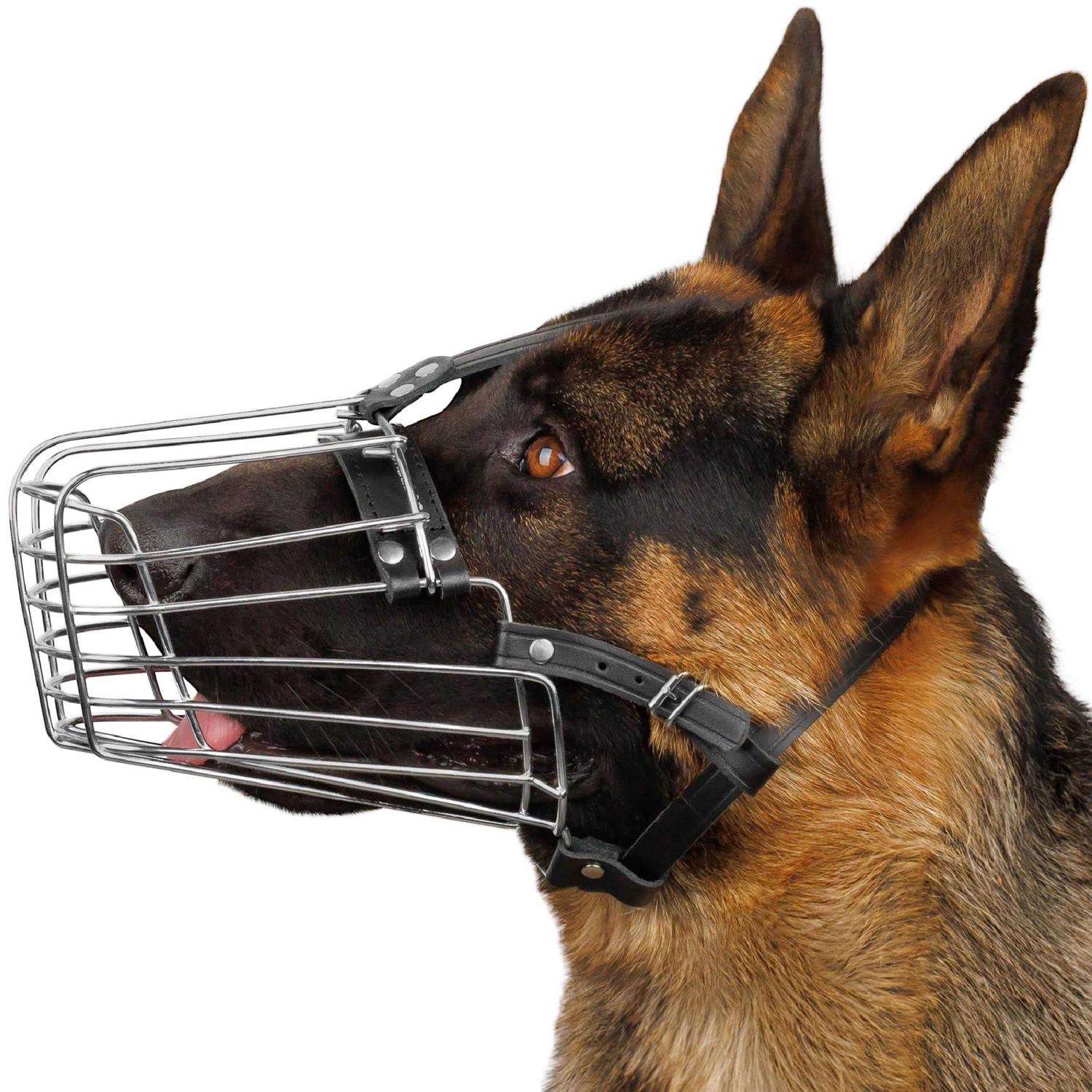 BRONZEDOG Dog Muzzle Wire Basket German Shepherd Metal Mask for Medium Large Dogs - Healthber