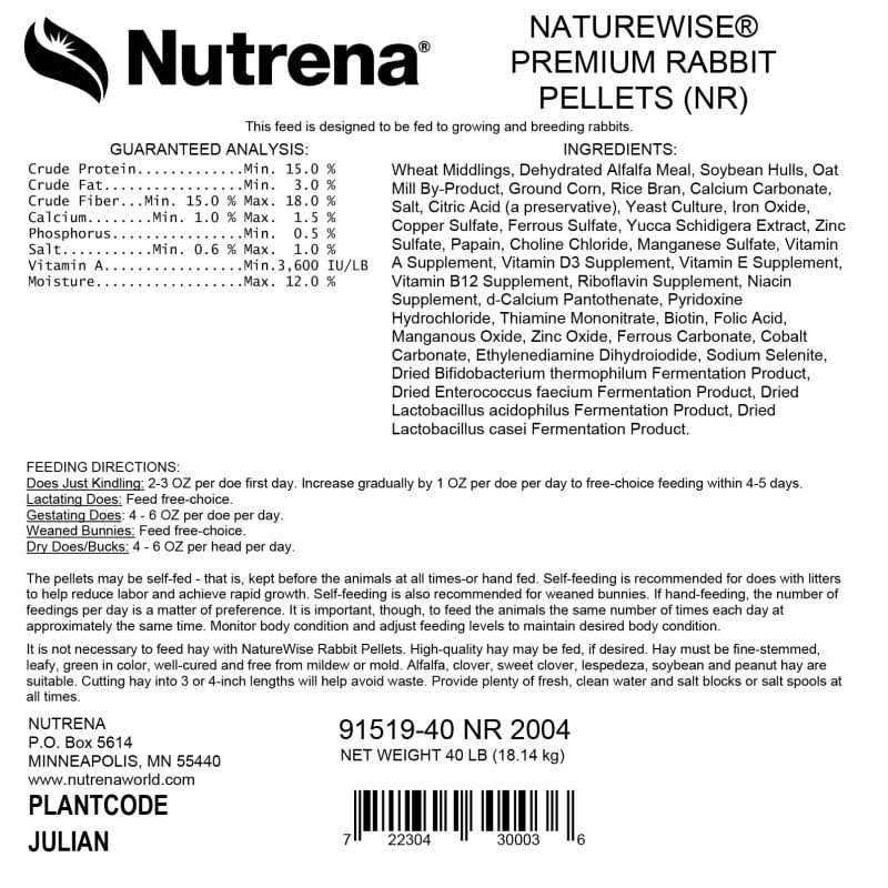 Nutrena NatureWise 15% Premium Rabbit Feed - Healthber
