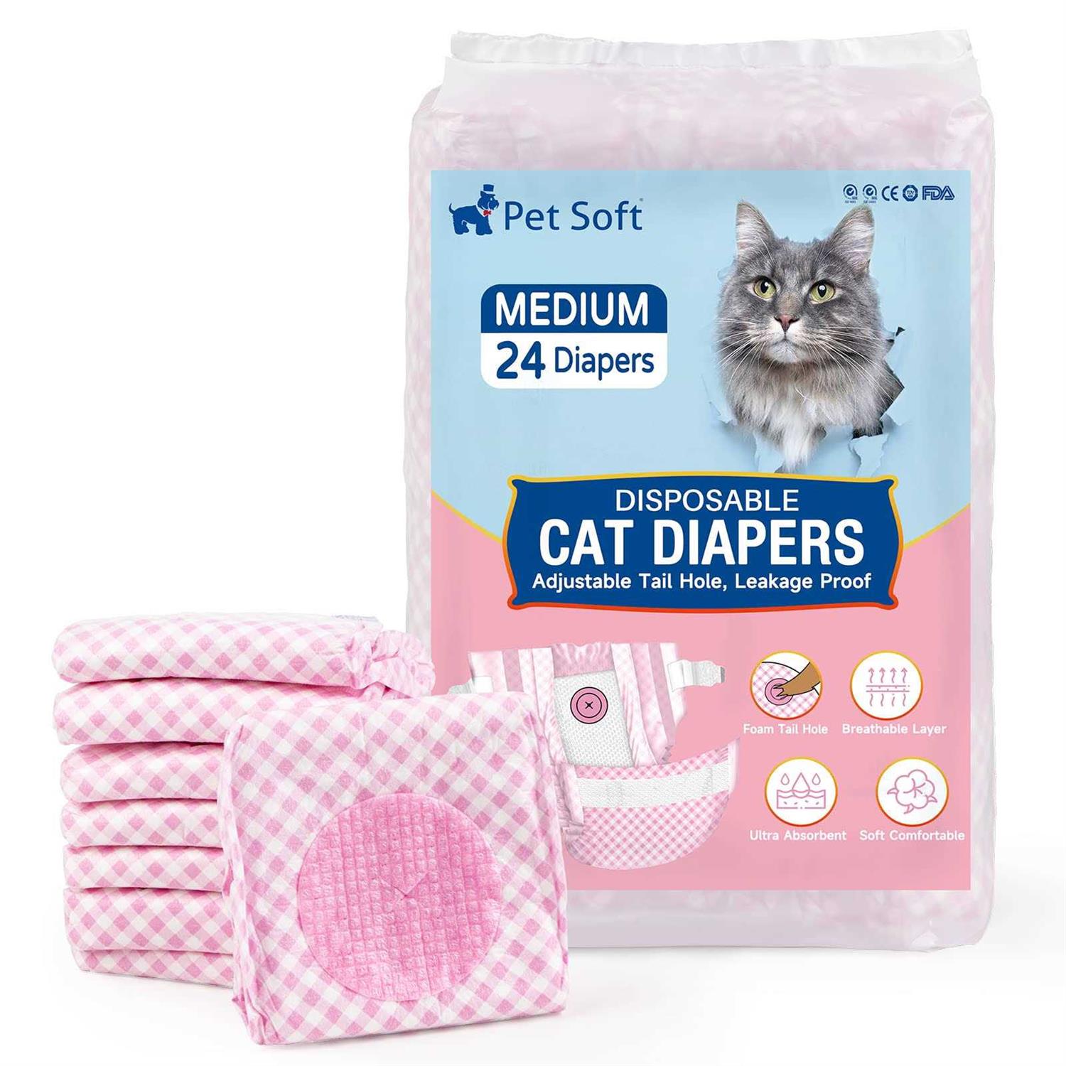 Pet Soft Disposable cat Diapers Diapers for Female Male cats Puppy Doggie Diapers for Female Dogs with Adjustable Foam Tail Hole - Healthber