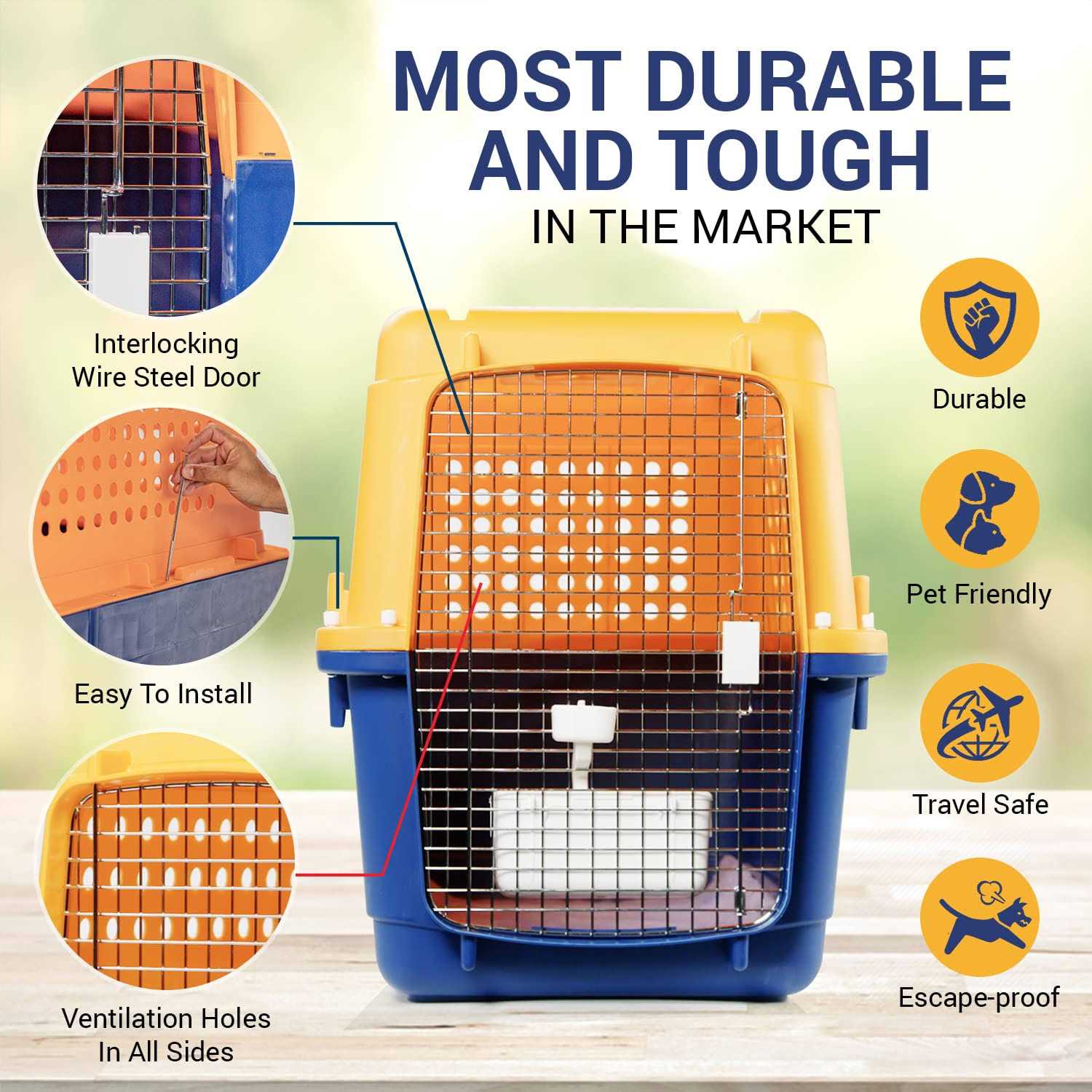 Pet-express Pet Crate Durable, Heavy Duty Dog Cat Kennel, Iata Airline Approved Pet Carrier, Pet Palace Dog Kennel, Travel Dog and Cat Crate - Healthber
